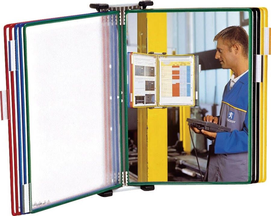 Tarifold Zichtpanelensysteem wand metaal A4 met 10-tassen assorti
