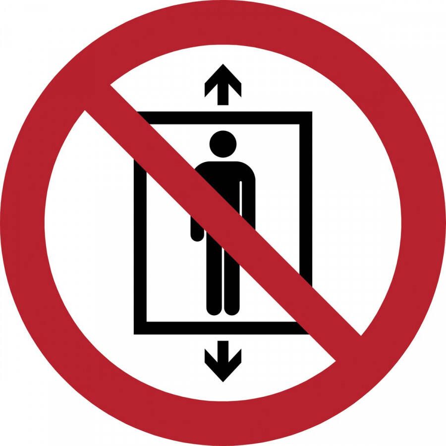 Tarifold verbodsbord uit PP verboden lift te gebruiken door personen diameter 20 cm