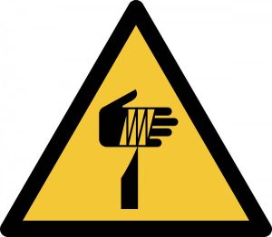 Tarifold waarschuwingsbord uit PP gevaar voor scherpe elementen ft 20 x 17 6 cm