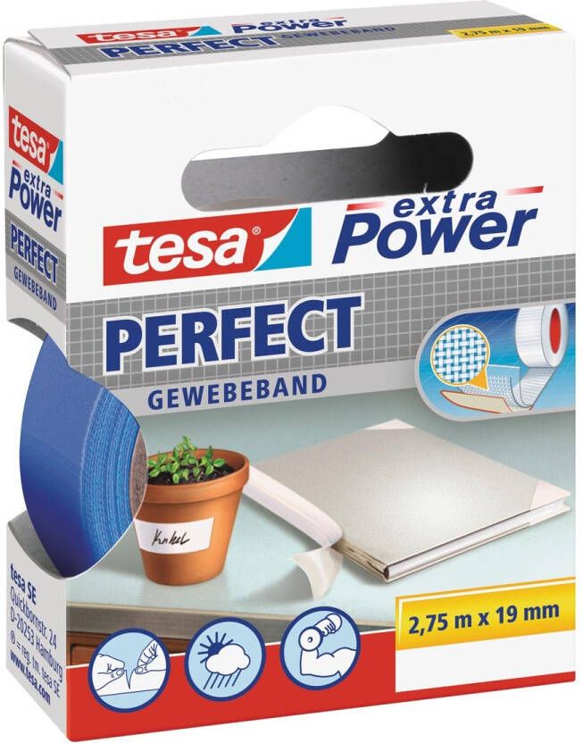 Tesa Textieltape extra Power Perfect 2.75mx19mm blauw