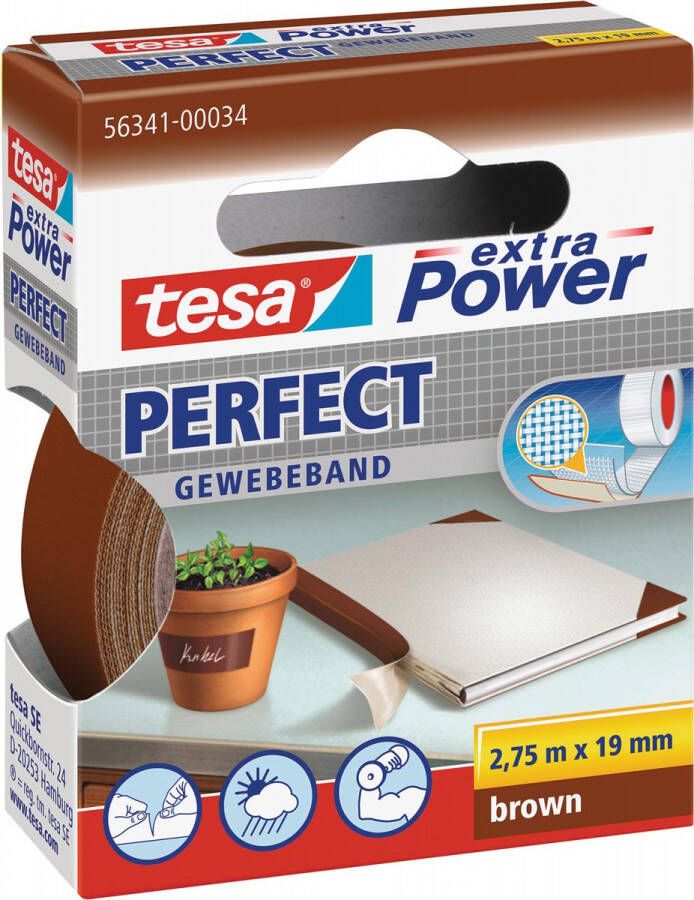 Tesa extra Power Perfect ft 19 mm x 2 75 m bruin