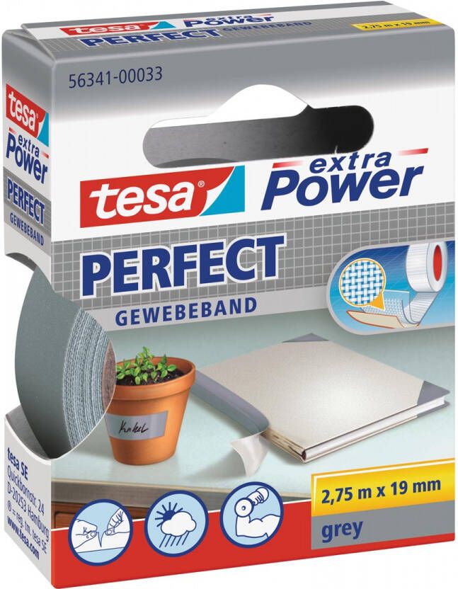 Tesa extra Power Perfect ft 19 mm x 2 75 m grijs