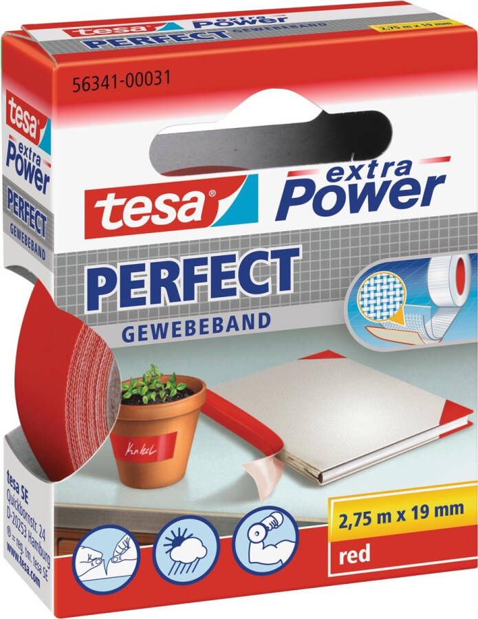 Tesa Textieltape extra Power Perfect 2.75mx19mm rood