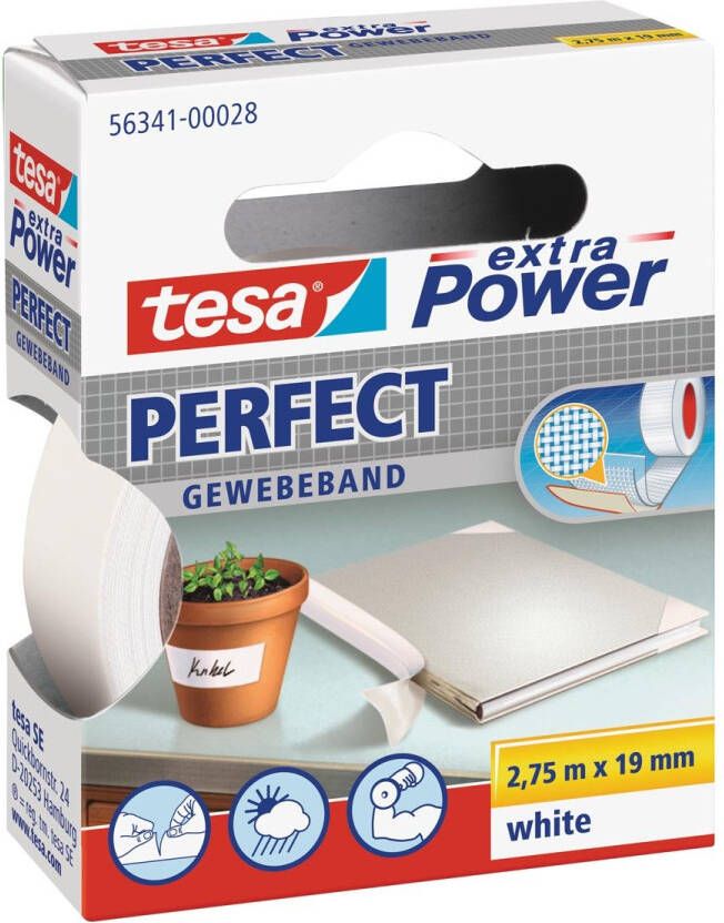 Tesa Textieltape extra Power Perfect 2.75mx19mm wit