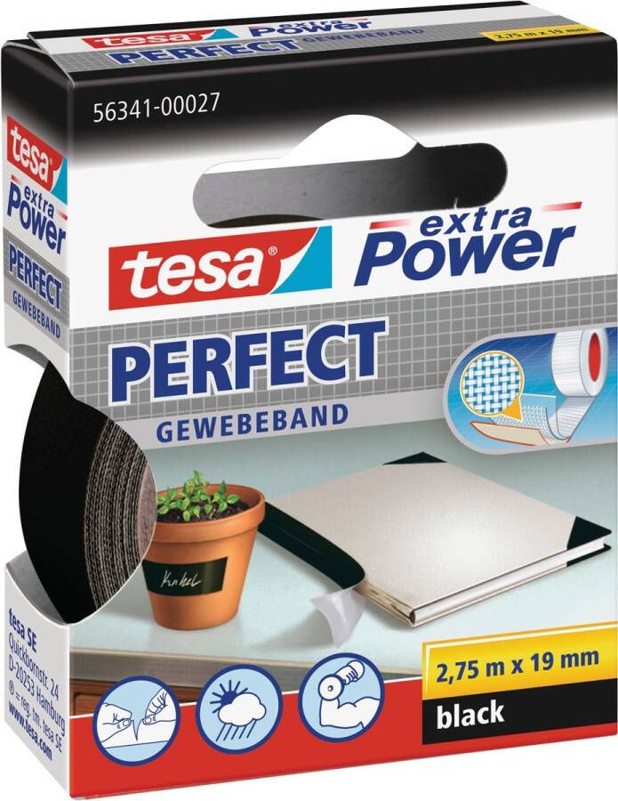 Tesa Textieltape extra Power Perfect 2.75mx19mm zwart