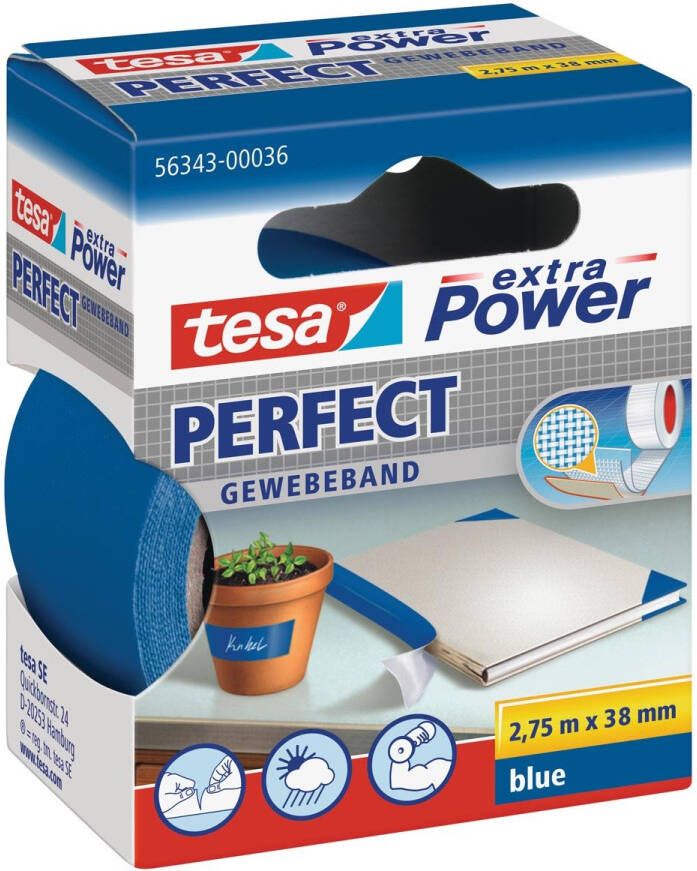 Tesa Textieltape Â extra Power Perfect 2.75mx38mm blauw