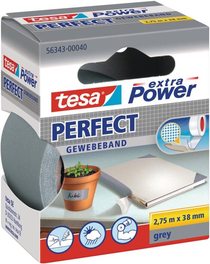 Tesa extra Power Perfect ft 38 mm x 2 75 m grijs