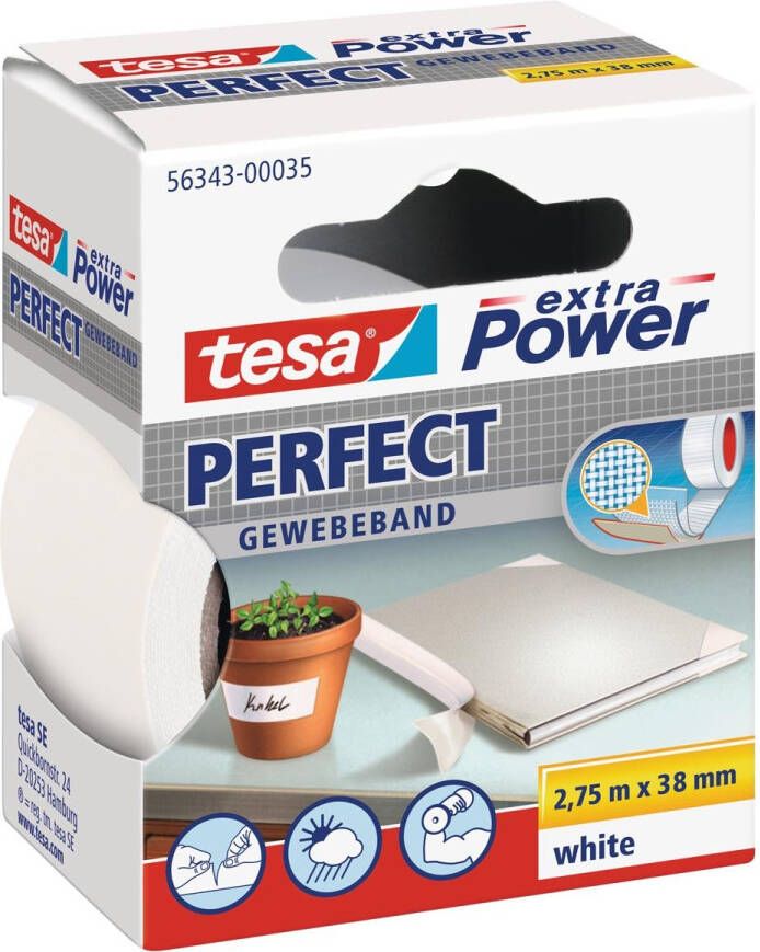 Tesa Textieltape extra Power Perfect 2.75mx38mm wit