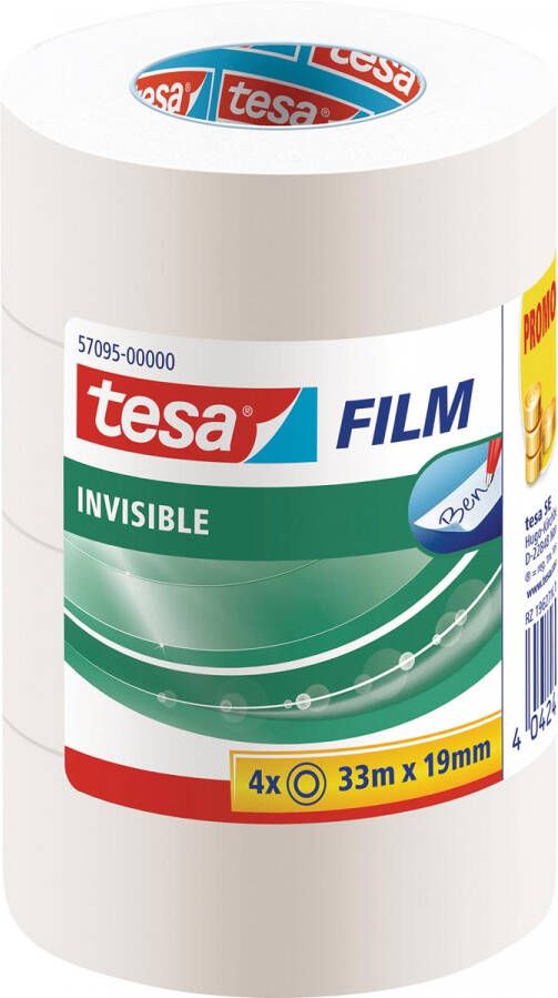 Tesa film Invisible ft 33 m x 19 mm 3 + 1 rolletje gratis
