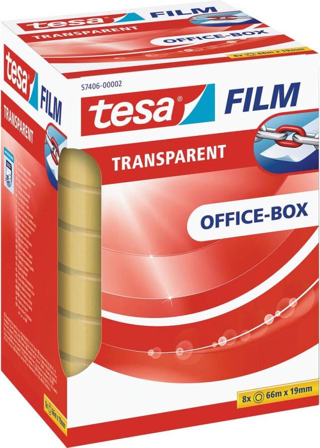 Tesa film transparante tape ft 19 mm x 66 m 8 rolletjes
