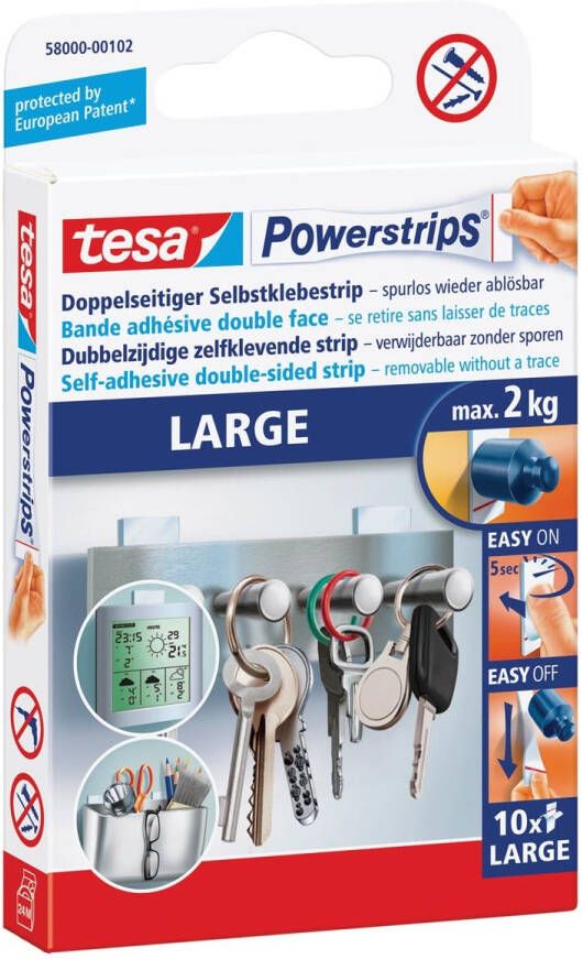 Tesa kleefstrip Powerstrips draagkracht 2 kg blister van 10 stuks