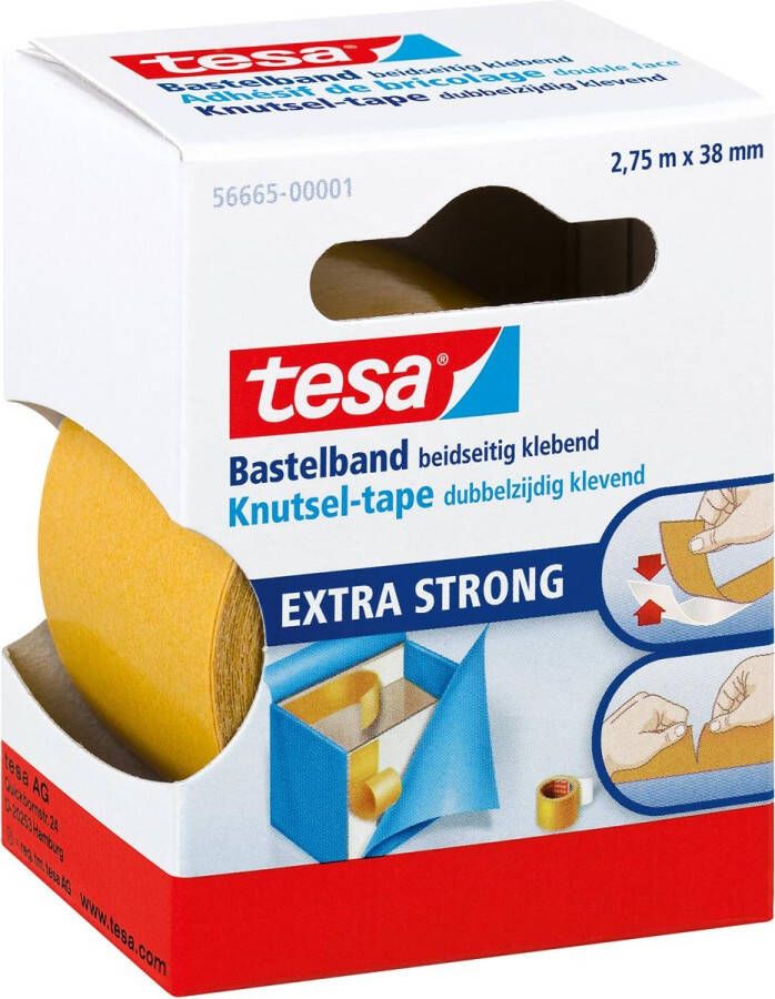 Tesa Dubbelzijdige knutseltape Â 2 75mx38mm transparant