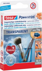 Tesa Powerstrips Transparent draagkracht 1 kg transparant blister van 8 stuks