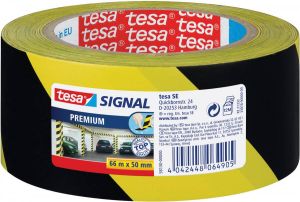 Tesa premium waarschuwingstape ft 50 mm x 66 m zwart geel