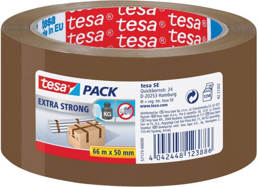 Tesa verpakkingsplakband Extra Strong ft 50 mm x 66 m PVC bruin