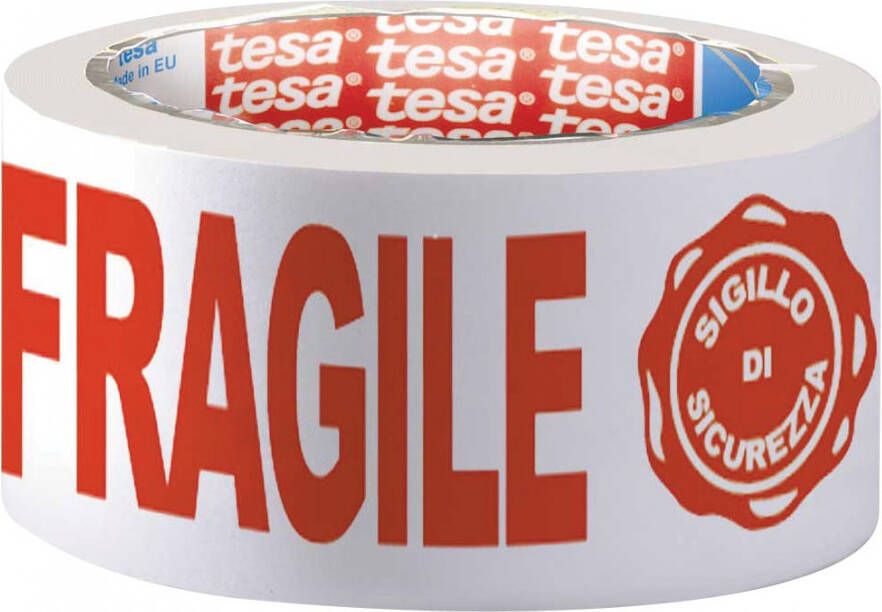 Tesa verpakkingsplakband: FRAGILE ft 50 mm x 66 m