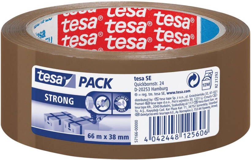 Tesa verpakkingsplakband Strong ft 38 mm x 66 m PP bruin