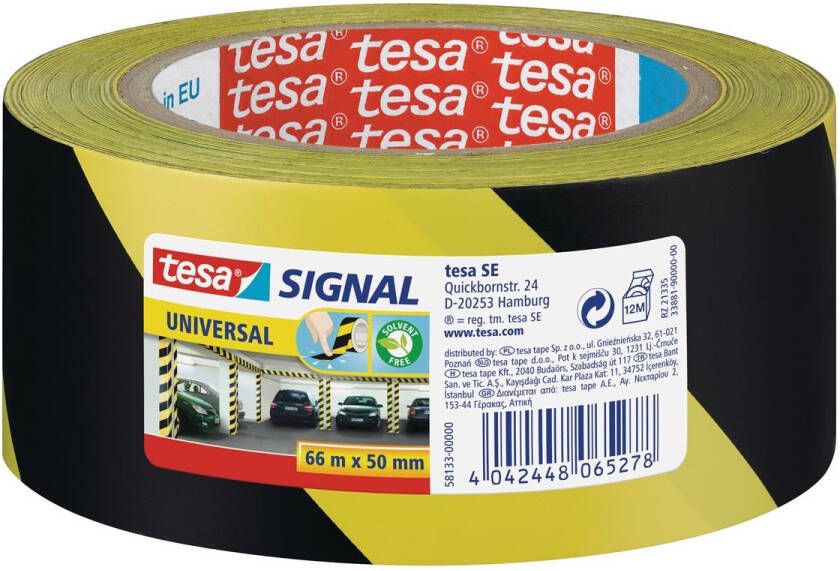 Tesa Waarschuwings- en markeringstape Signal Universal 66mx50mm geel zwart