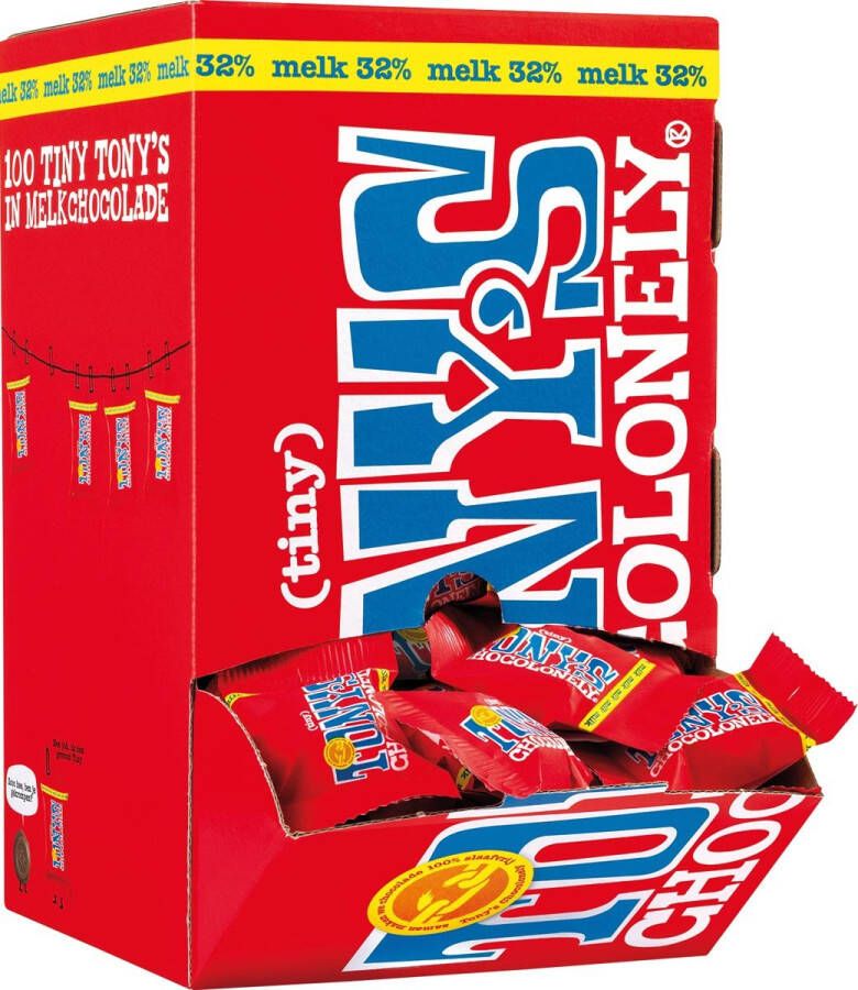 Tony&apos;s Chocolonely mini chocoladereep 900g doos van 100 stuks apart verpakt melk