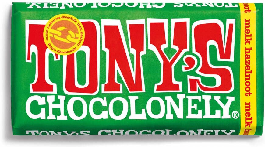Tony&apos;s Chocolonely chocoladereep 180g hazelnoot