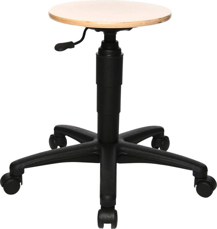 Topstar kruk Tec 60 zonder voetring met wieltjes hout