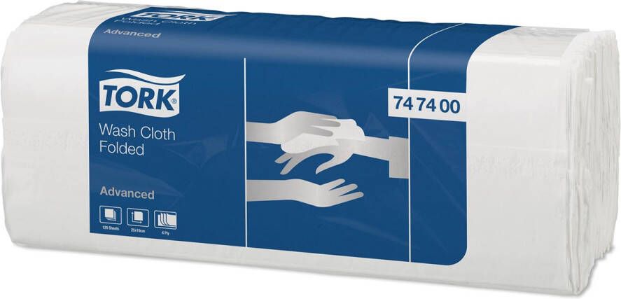 Tork gevouwen wasdoek 4-laags wit H3 pak van 120 stuks