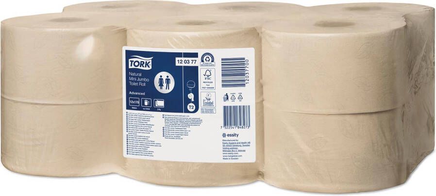 Tork Toiletpapier Mini Jumbo T2 Advanced 2-laags 170mtr natural 120377