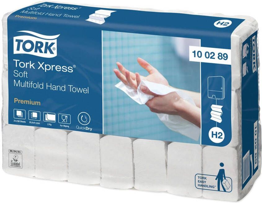 Tork papieren handdoeken Xpress Soft multifold 2-laags 150 vellen systeem H2 pak van 21 stuks