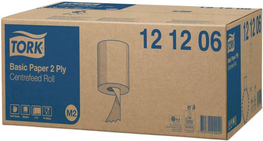 Tork Poetsrol Basic M2 centerfeed multifunctioneel 2-laags 160m wit 121206
