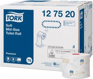 Tork Premium toiletpapier soft mid-size 2-laags systeem T6 wit pak van 27 rollen