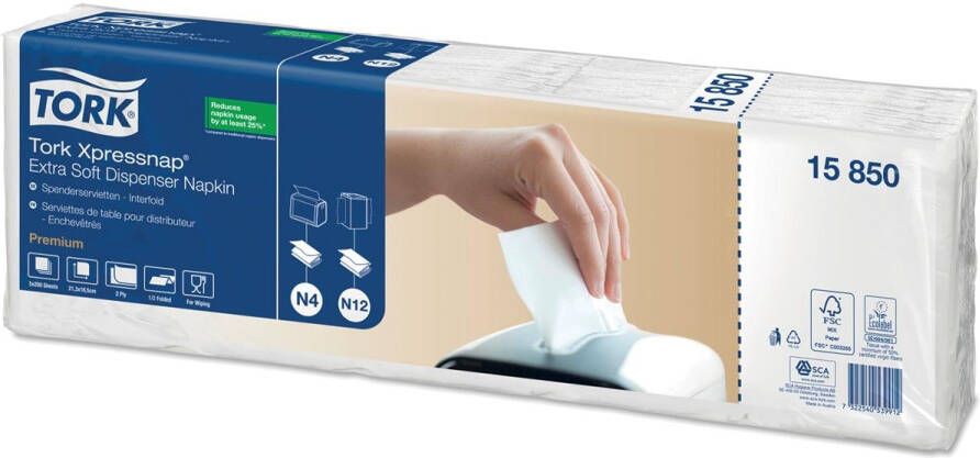 Tork servetten Expressnap Extra zacht voor dispenser 2-laags 1000 per bundel