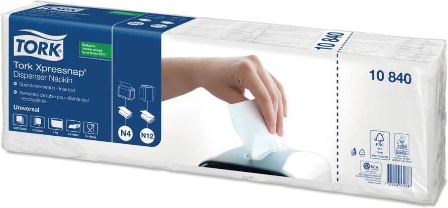 Tork Servet N4 Xpressnap Universal 1 4 vouw 1-laags 213x330mm 1125 vel wit 10840