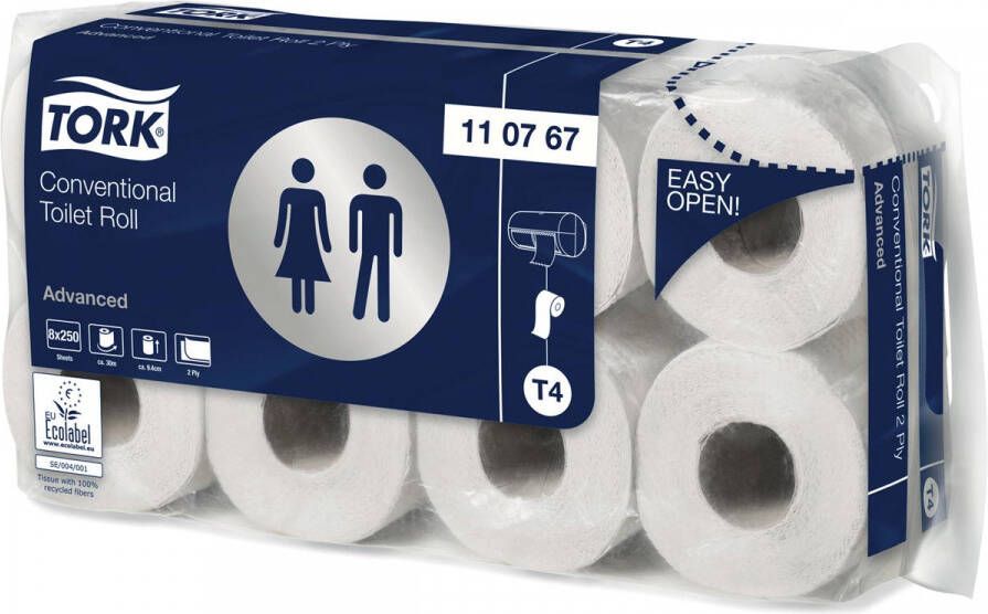 Tork toiletpapier Advanced 2-laags systeem T4 250 vellen pak van 8 rollen