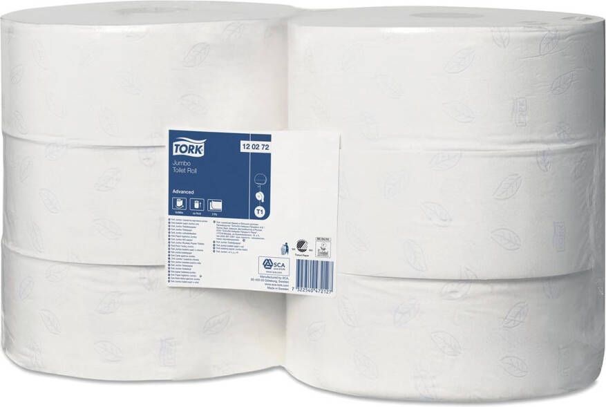 Tork toiletpapier Jumbo 2-laags systeem T1 pak van 6 rollen
