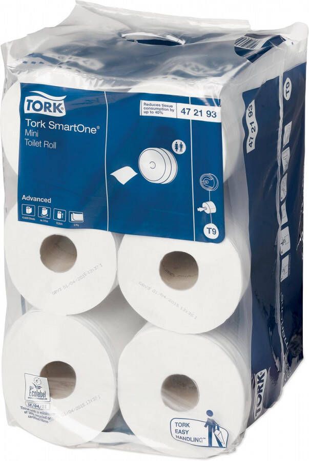 Tork toiletpapier SmartOne Mini 2-laags 111 meter systeem T9 pak van 12 rollen