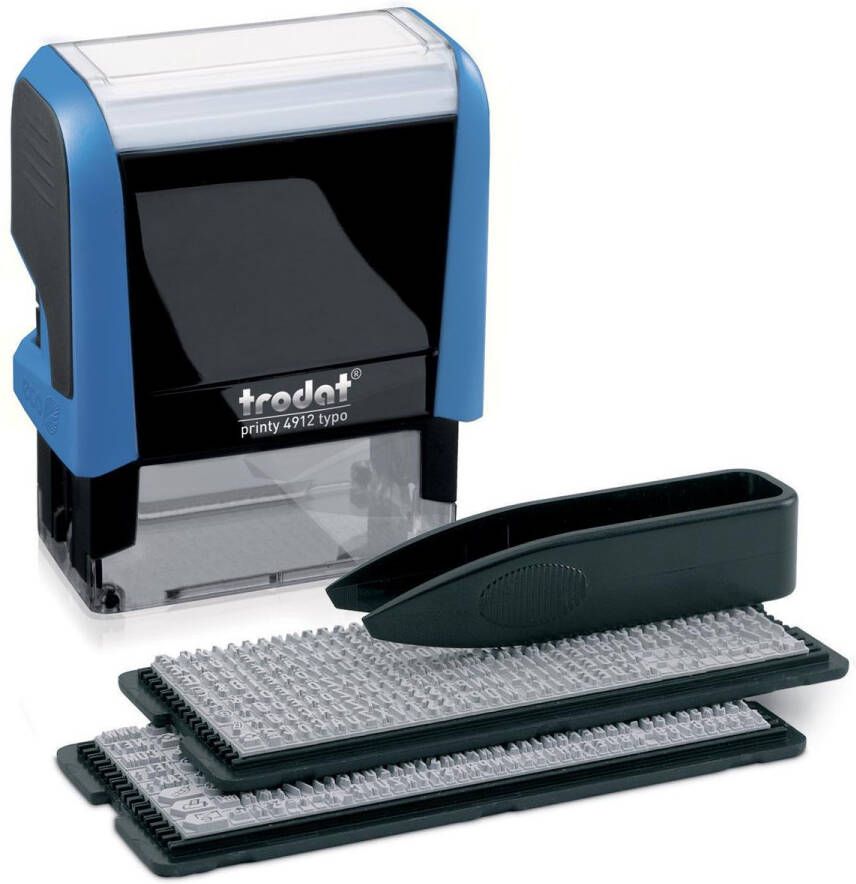 Trodat Tekststempel Printy 4912 Typomatic letterset en pincet blauw