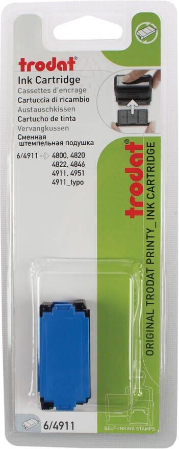 Trodat vervangkussen blauw voor stempel 4911 4820 4822 4846 blister met 2 stuks
