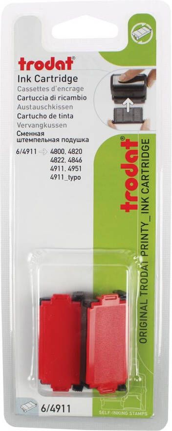 Trodat vervangkussen rood voor stempel 4911 4820 4822 4846 blister met 2 stuks