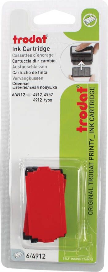 Trodat vervangkussen rood voor stempel 4912 blister met 2 stuks