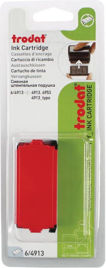 Trodat vervangkussen rood voor stempel 4913 blister met 2 stuks