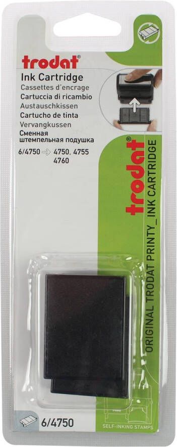 Trodat vervangkussen zwart voor stempel 4750 4755 blister 2 stuks