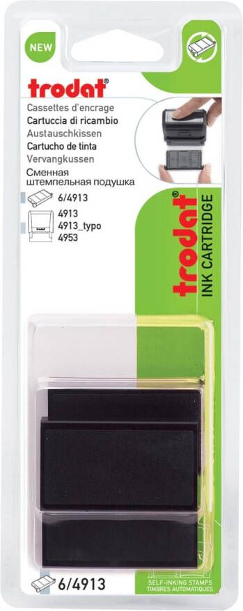Trodat vervangkussen zwart voor stempel 4810 4910 blister met 2 stuks