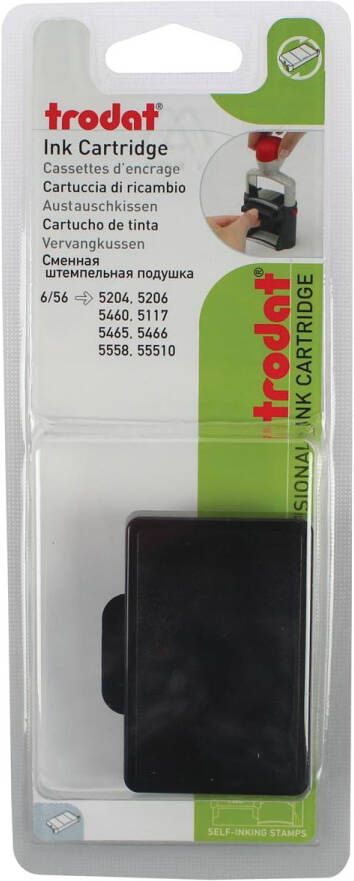 Trodat vervangkussen zwart voor stempel 5460 5460L 5204 5206 5117 blister met 2 stuks