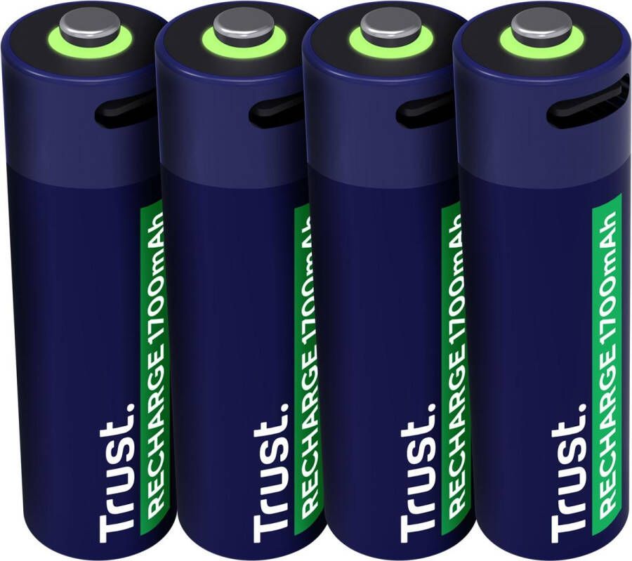 Trust USB-C herlaadbare batterijen AA blister van 4 stuks
