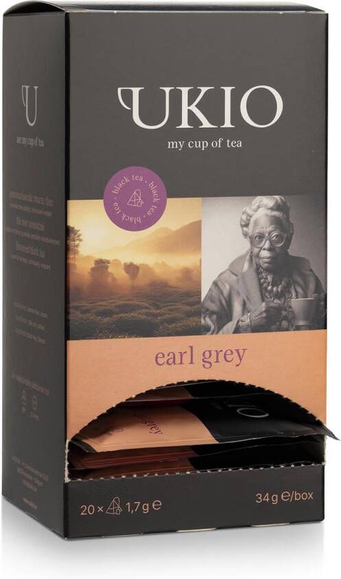Ukio zwarte thee Earl Grey individueel verpakt pak van 20 stuks