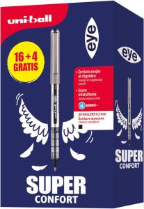 Uni-Ball Uni ball roller Eye Fine en Micro Fine medium punt 0 7 mm(16 + 4 gratis ) zwart