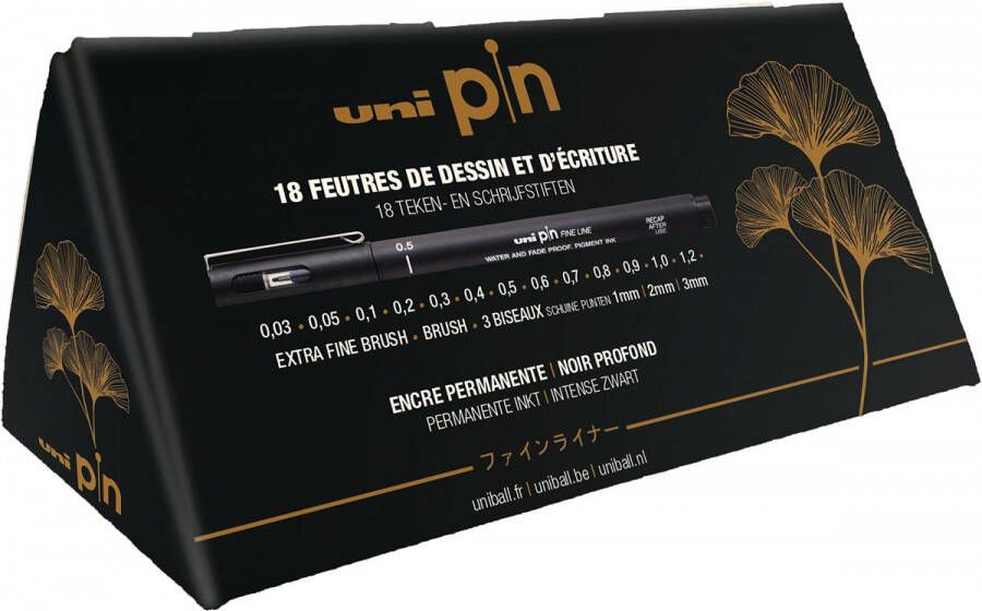 Uni-ball Uni Pin fineliner driehoekig doosje van 18 stuks zwart
