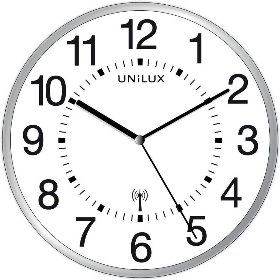 Unilux Mai Wave wandklok radiogestuurd diameter 37 5 cm grijs-wit