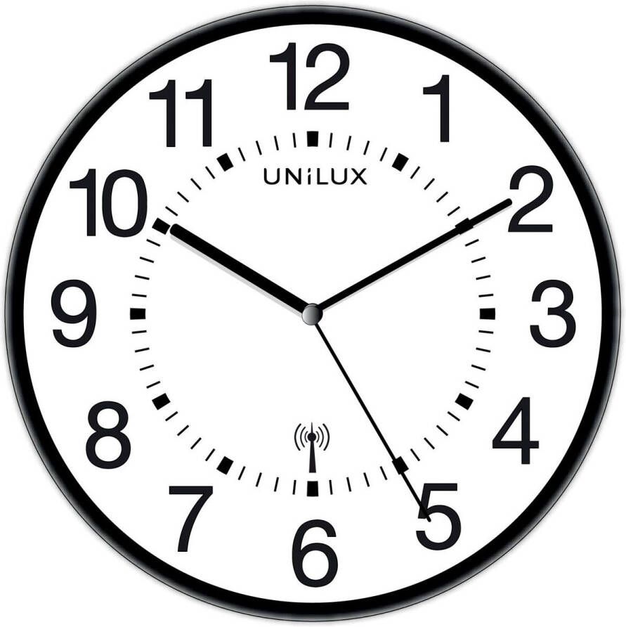 Unilux Wave wandklok radiogestuurd diameter 30 cm zwart-wit