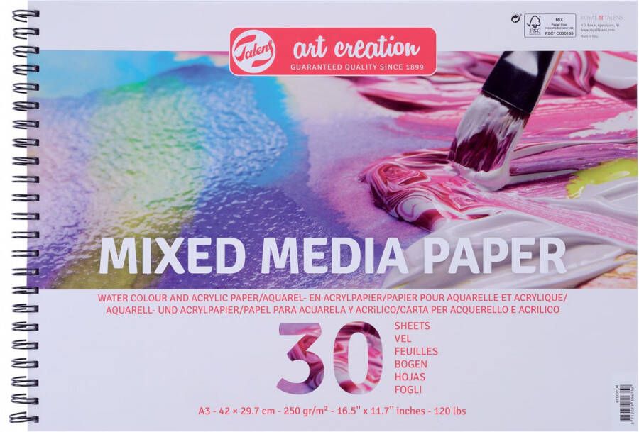 Van Gogh Mix Media papier 250 g mÂ² ft A3 blok met 30 vellen